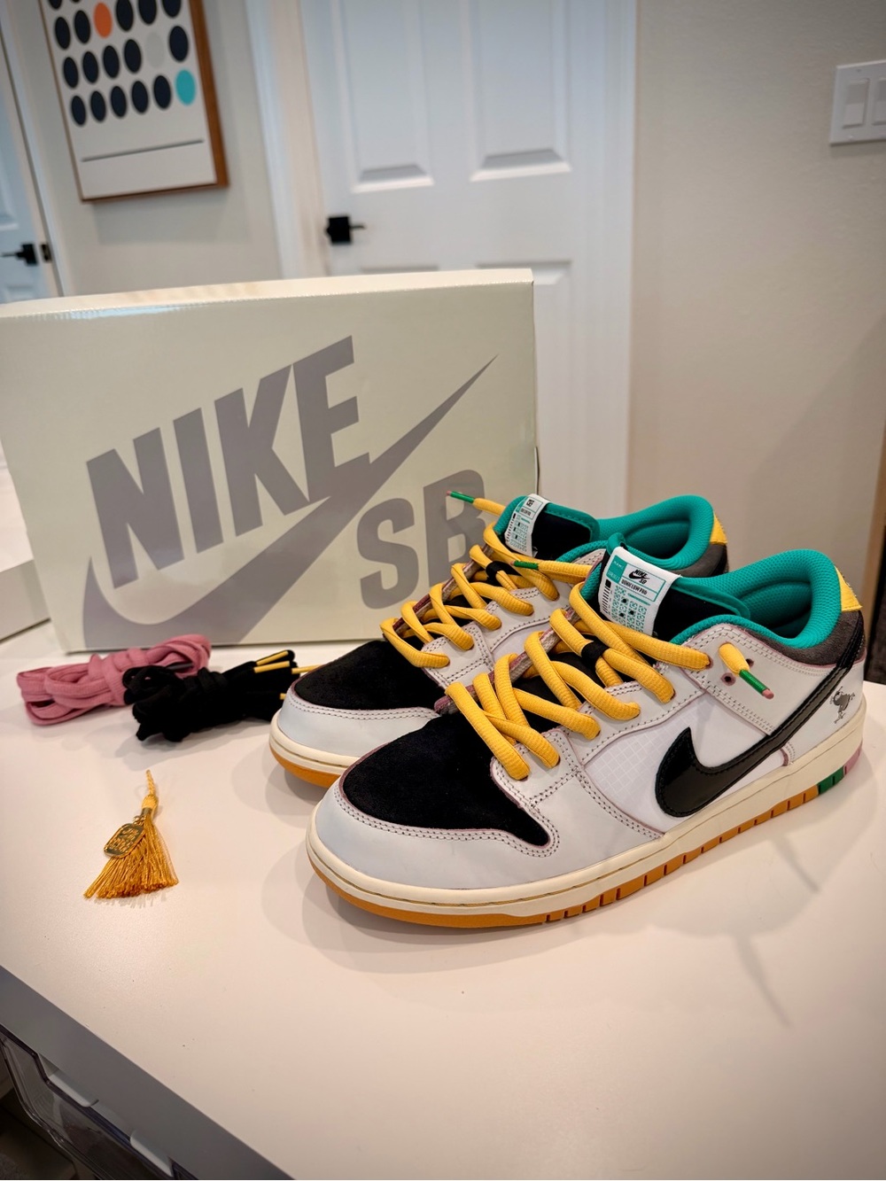 Nike SB Dunk CSEF Low — Men’s 10 - White, Black, Teal & Yellow